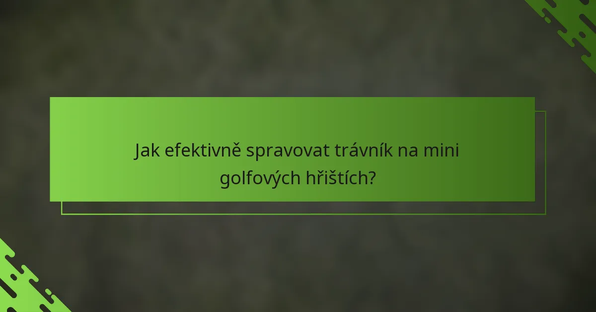Jak efektivně spravovat trávník na mini golfových hřištích?