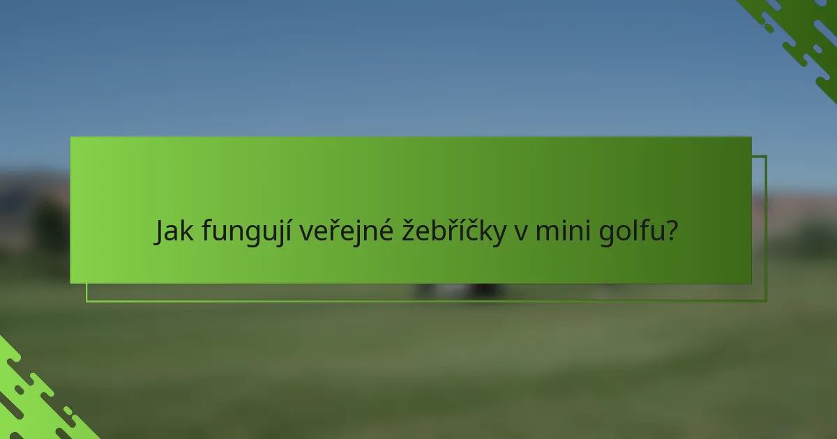 Jak fungují veřejné žebříčky v mini golfu?